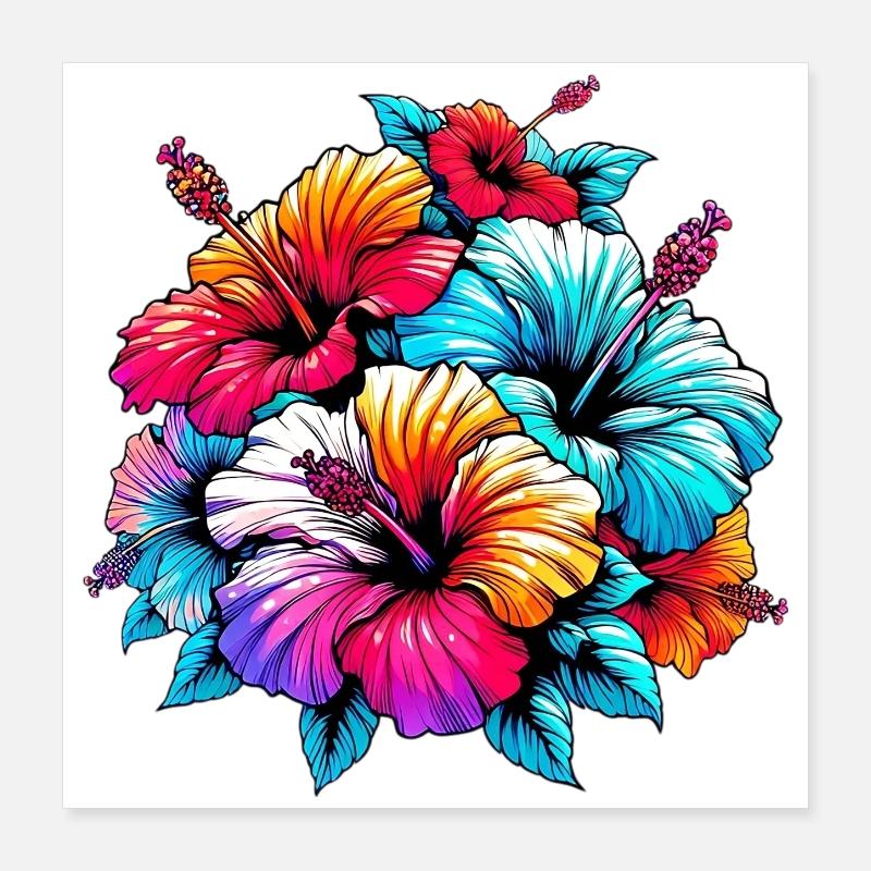 Fleurs d’hibiscus Poster 40 x 40 cm