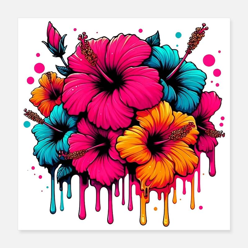 Fleurs d’hibiscus Poster 40 x 40 cm