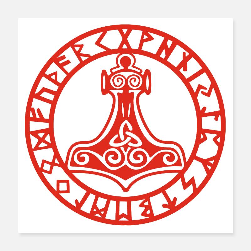 Marteau viking rouge Poster 40 x 40 cm