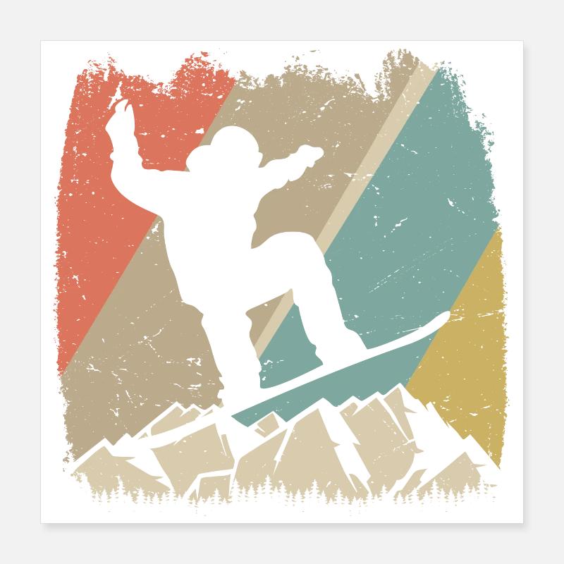 Snowboarder rétro alpin Poster 40 x 40 cm