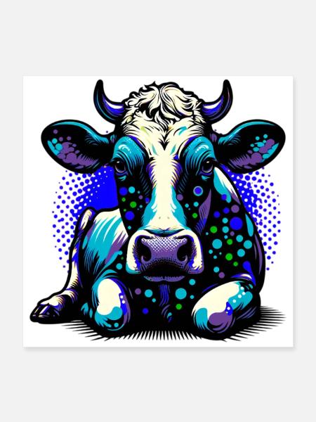 Kuh - Poster 40x40 cm - Weiß - Vorne