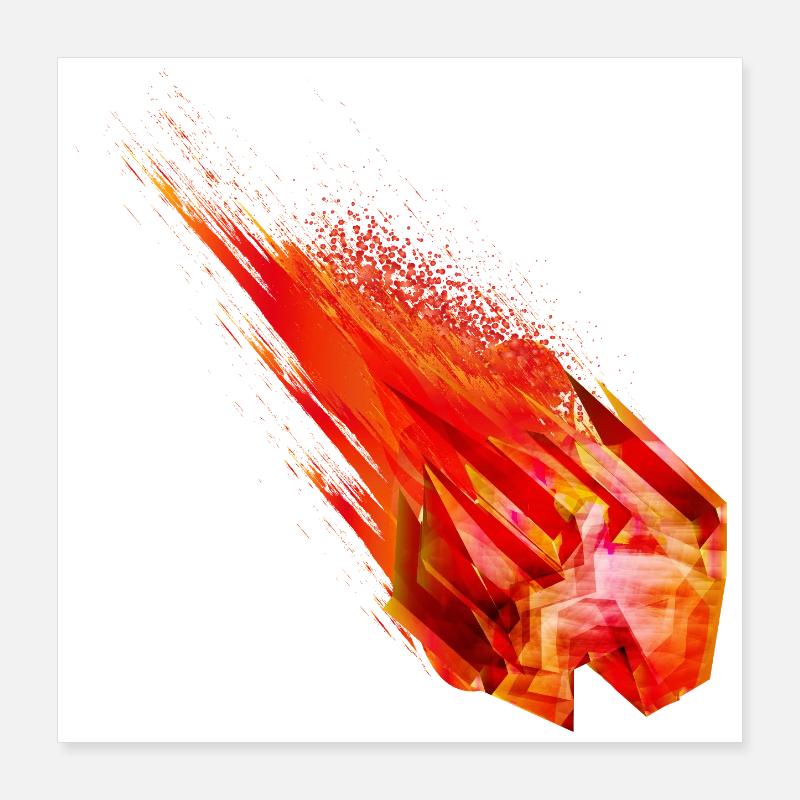 Glowing Asteroid with Fire Tail – Power Design Poster 16" x 16" (40x40 cm)