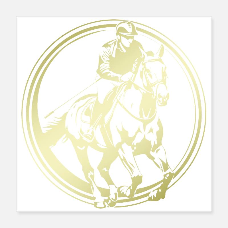 Silhouette de cheval d’équitation Poster 40 x 40 cm