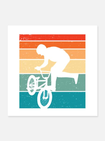 Bmx Retro Bmx Fahrrad - Poster 40x40 cm - Weiß