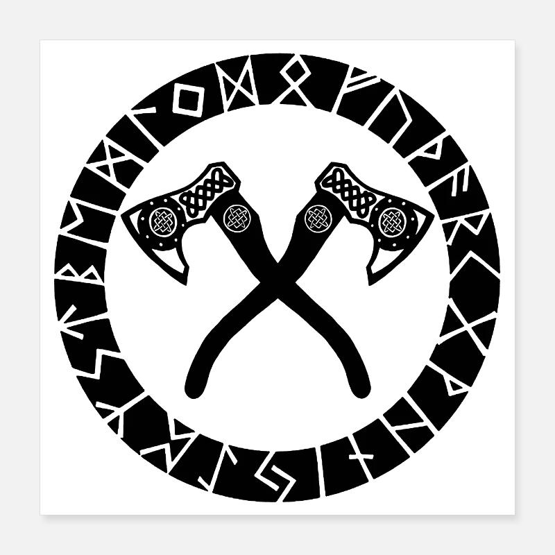 Nordic Cross Axes (Black) Poster 16" x 16" (40x40 cm)