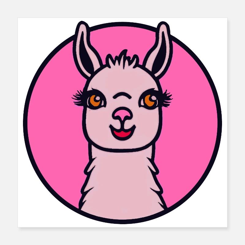 Rosa Lama Poster 40x40 cm