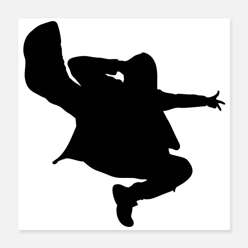 B-Boy Silhouette – Breakdance Jump Kick Poster 40 x 40 cm