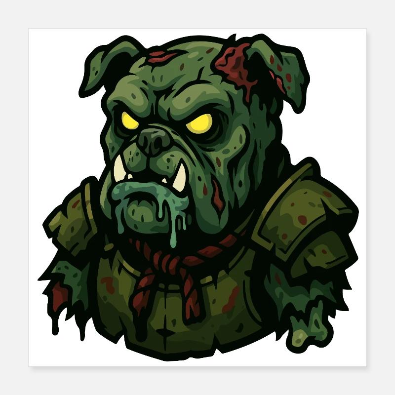 Guerrier bouledogue mort-vivant Poster 40 x 40 cm