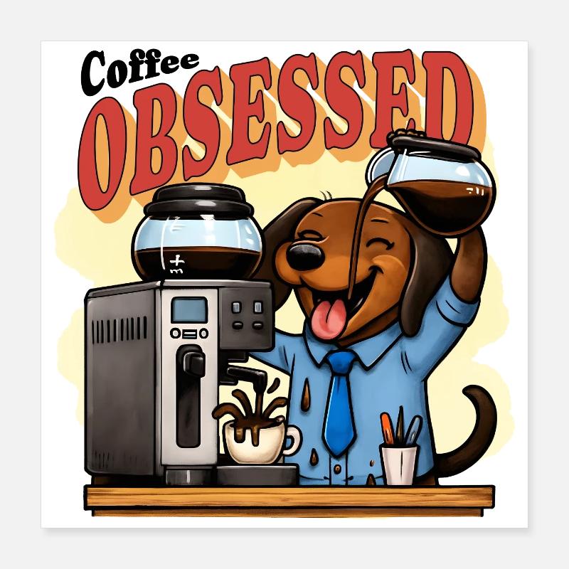 Café Teckel Obsessed Humour Poster 40 x 40 cm