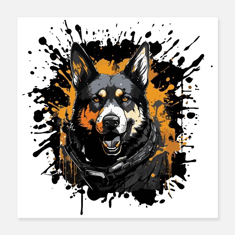 Schäferhund Graffiti-Porträt Poster 40x40 cm