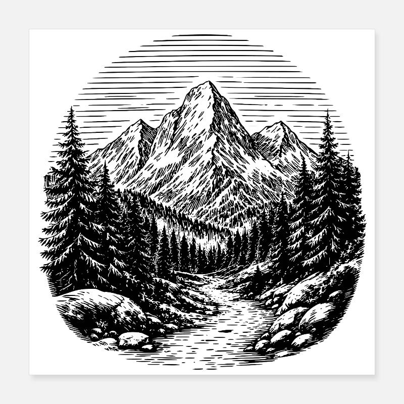 Pfad durch den Wald Poster 40x40 cm