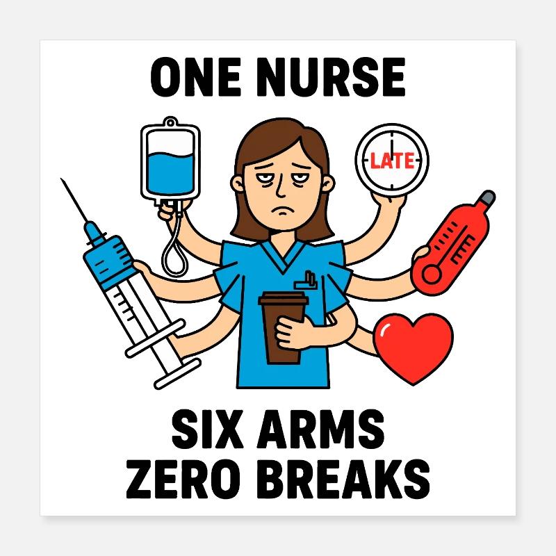 Infirmière débordée et chaos multitâche Poster 40 x 40 cm