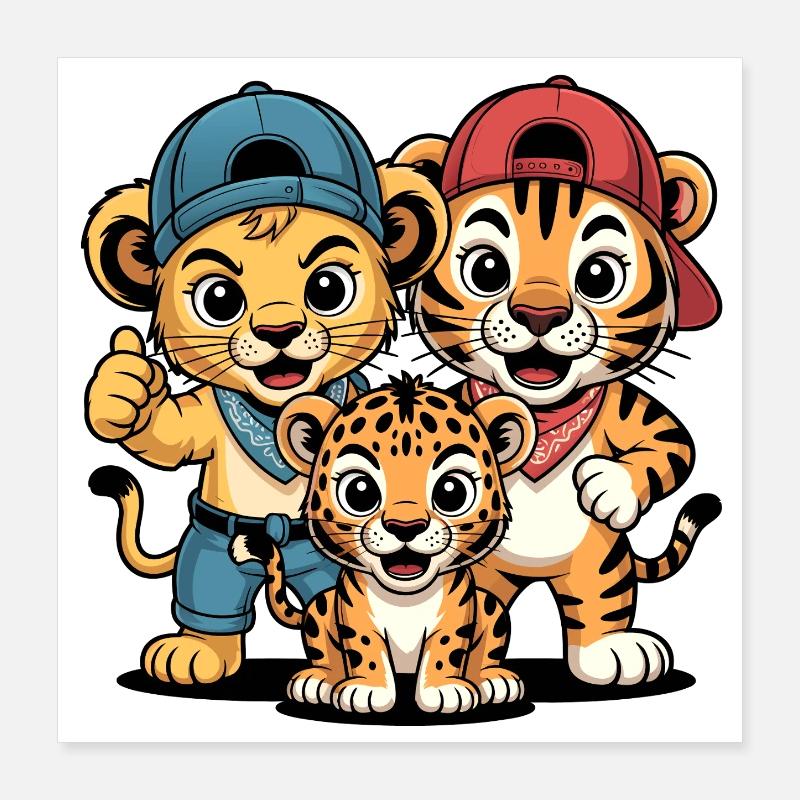 Cuddly Trio Caps Poster 16" x 16" (40x40 cm)