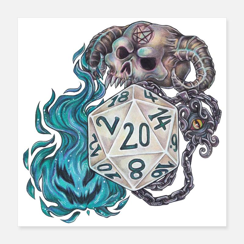 Démoniste de dés de table RPG D20 Poster 40 x 40 cm