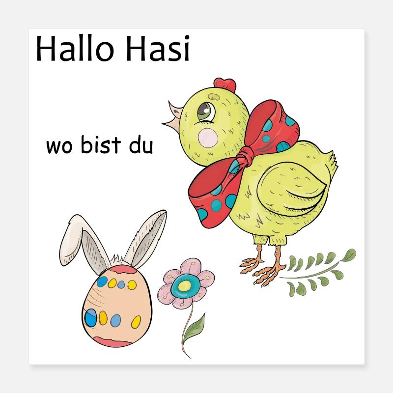 Poulet de Pâques avec nœud Poster 40 x 40 cm