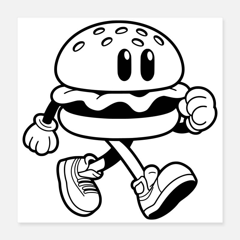 Un burger drôle de course de fast-food Poster 40 x 40 cm