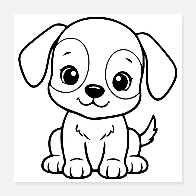 Petit chien mignon – Chiot noir et blanc Poster 40 x 40 cm