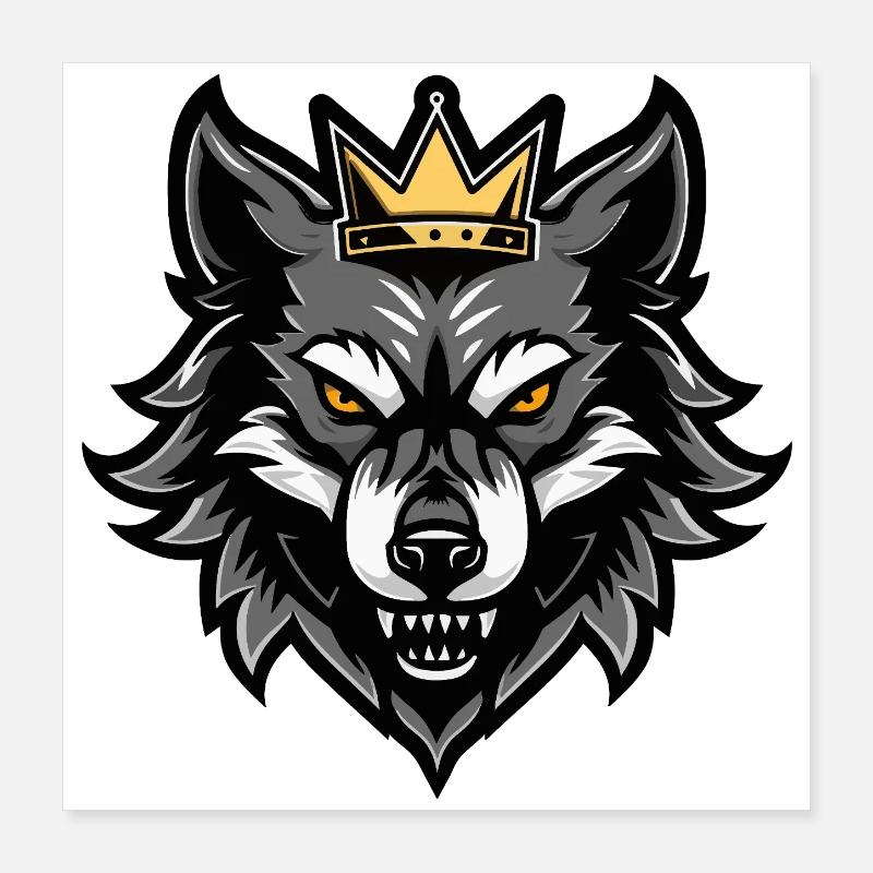 Wolf Kopf Krone Poster 40x40 cm