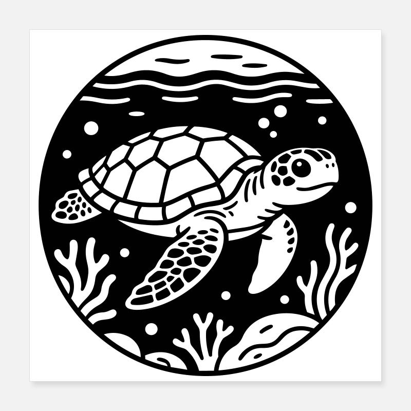 Sea Turtle Poster 16" x 16" (40x40 cm)