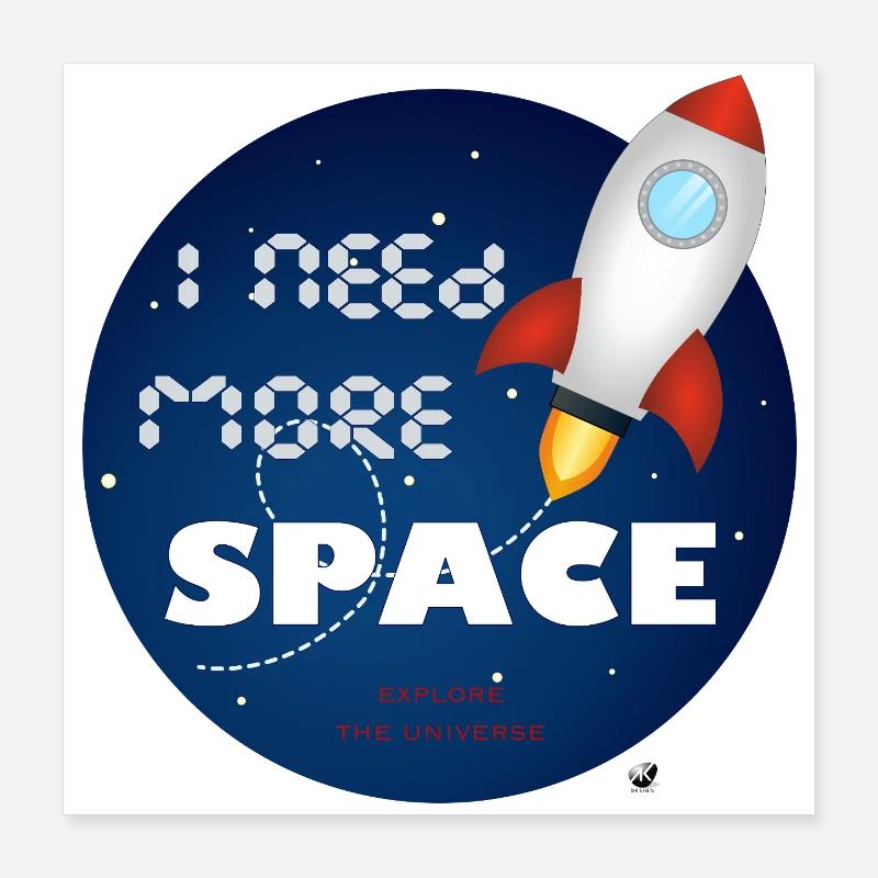Space rocket in a blue circle illustration Poster 16" x 16" (40x40 cm)