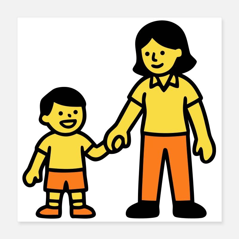 Kindergarten teacher child hand logo Poster 16" x 16" (40x40 cm)