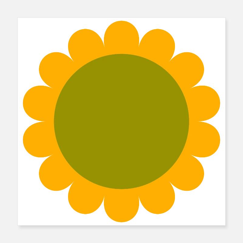 Vert Tournesol Jaune abstrait Poster 40 x 40 cm