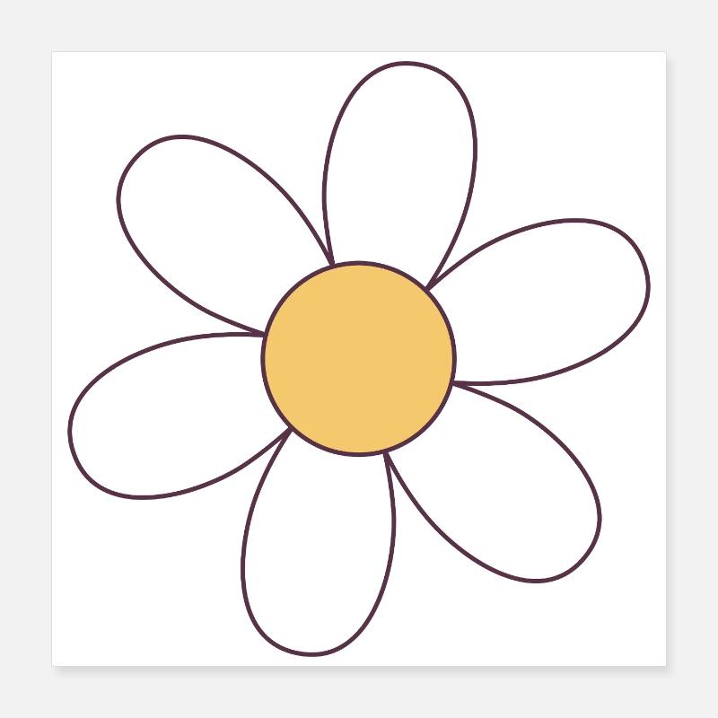Joyeuse fleur de dessin animé Daisy Poster 40 x 40 cm