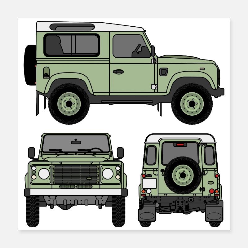 Defender 90 - Sides Poster 16" x 16" (40x40 cm)