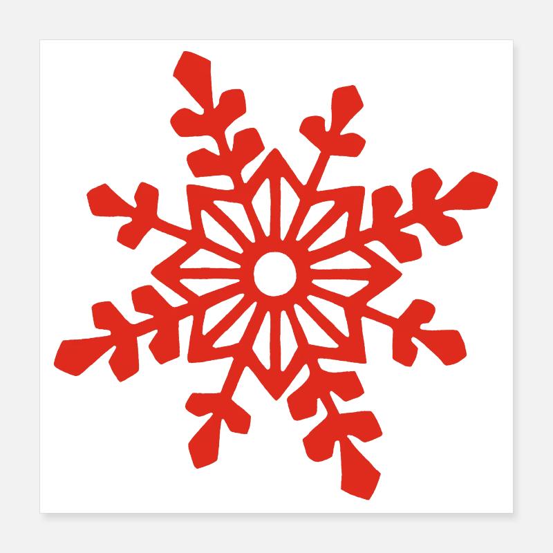 Flocon de neige rouge Poster 40 x 40 cm