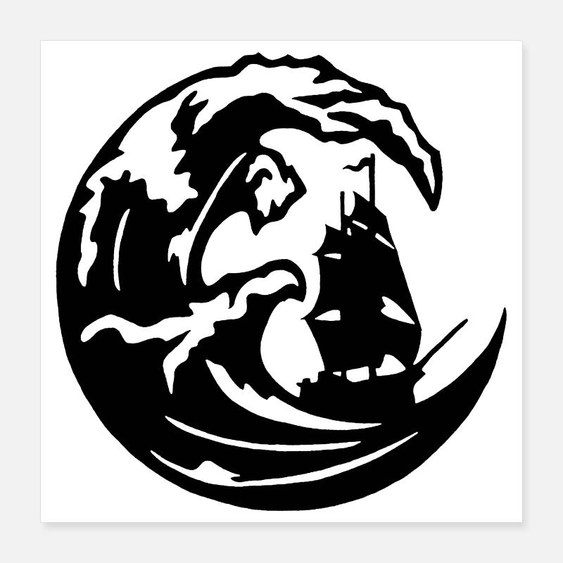 Die große schwarze Welle Poster 40x40 cm