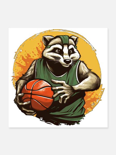 Basketball Dachs - Poster 40x40 cm - Weiß