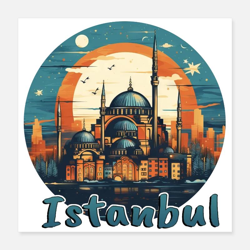 Istanbul Turkey Mosque Architecture Poster 16" x 16" (40x40 cm)