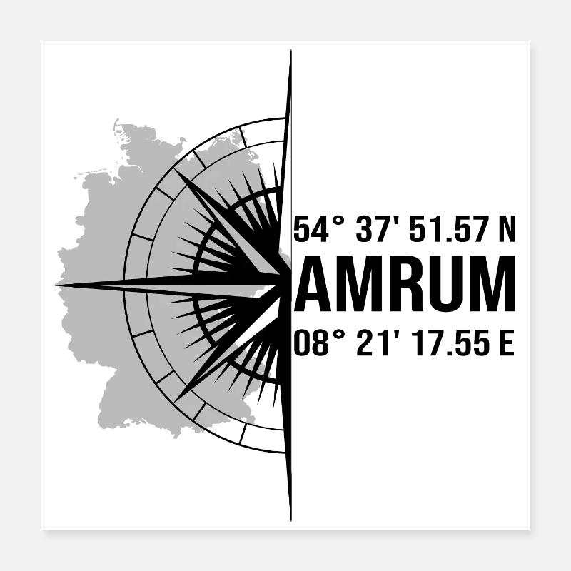 Halbierter Amrum schwarz Poster 40x40 cm