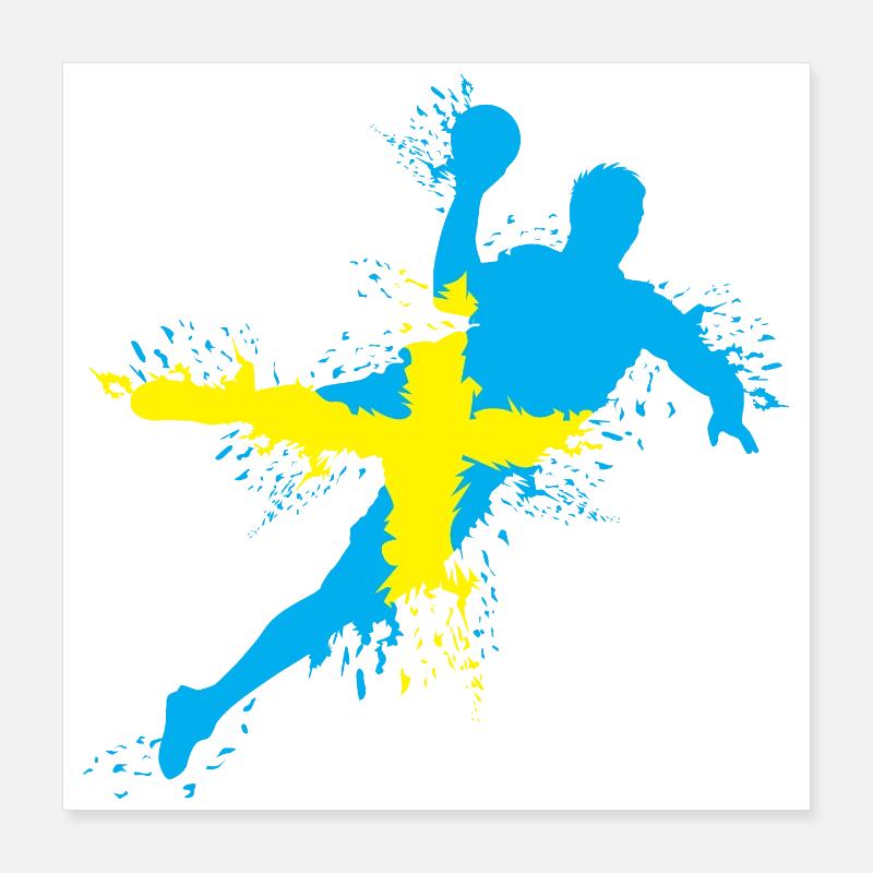 Handball Team Sweden Throw Explosion EC Logo icon Poster 16" x 16" (40x40 cm)