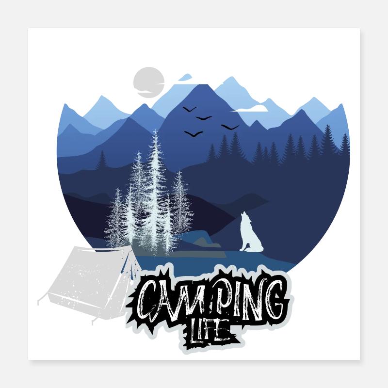 Camping Life Mountain Night Poster 16" x 16" (40x40 cm)