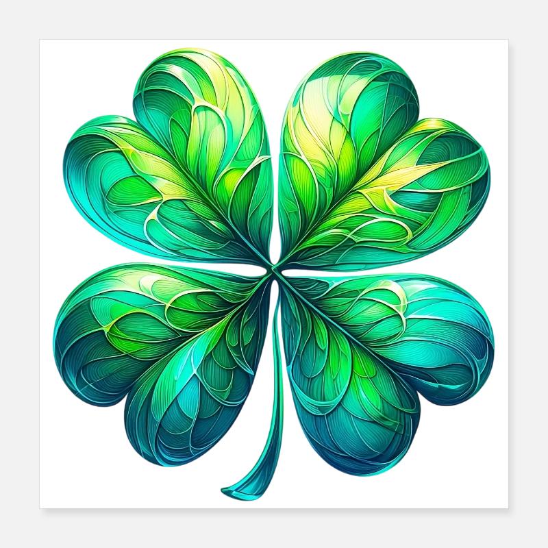 Trèfle à quatre feuilles Poster 40 x 40 cm