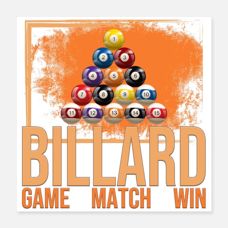 Game - Match - Win - Billard Poster 40x40 cm