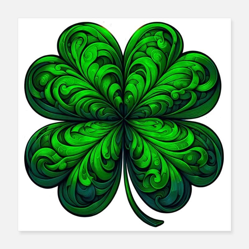 Vierblättriges Kleeblatt Poster 40x40 cm