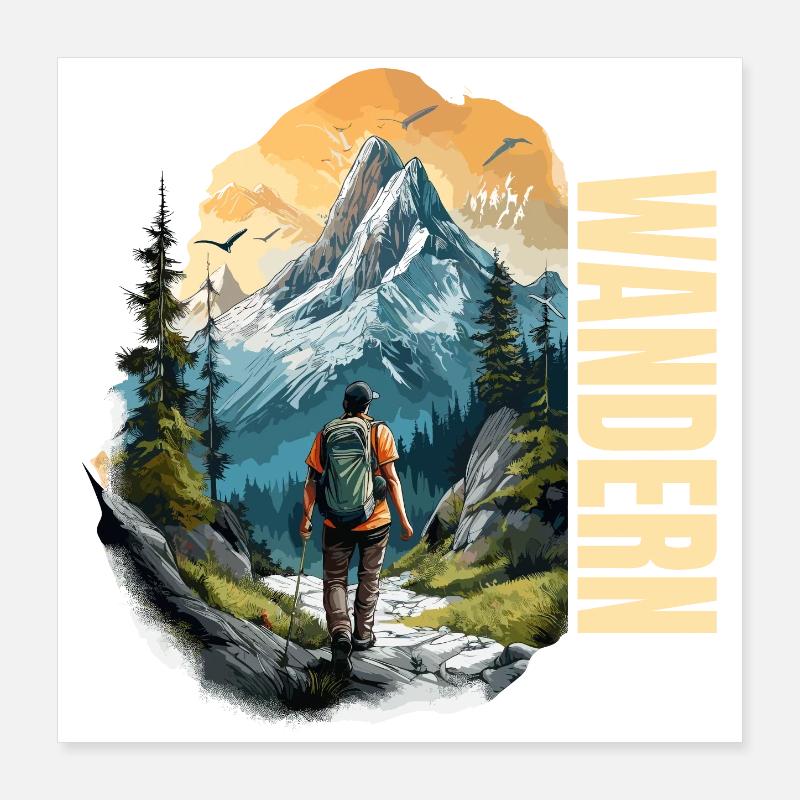Wandern Poster 40x40 cm