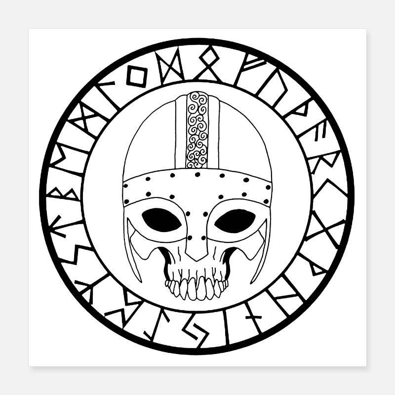 Tête de mort viking (noir) Poster 40 x 40 cm