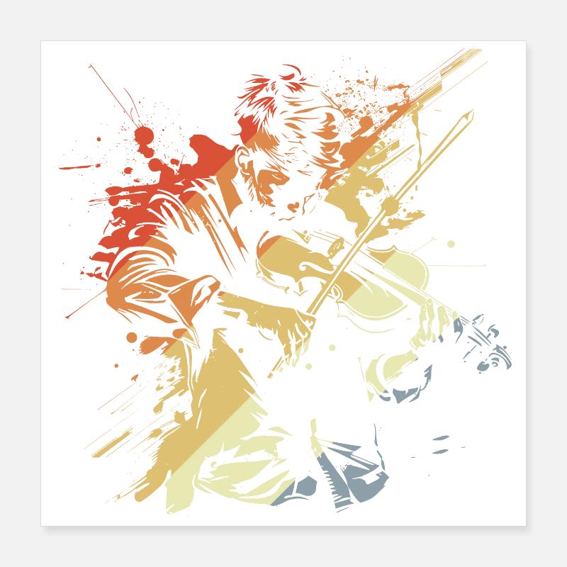 Retro Violin Player Poster 16" x 16" (40x40 cm)