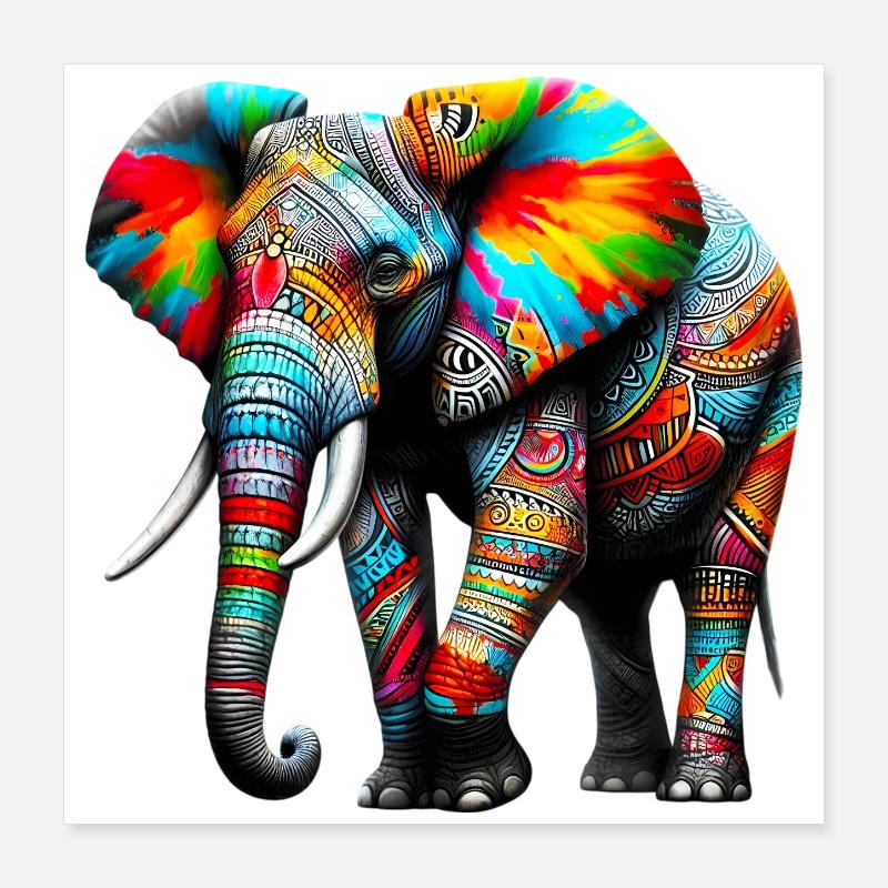Éléphant Poster 40 x 40 cm