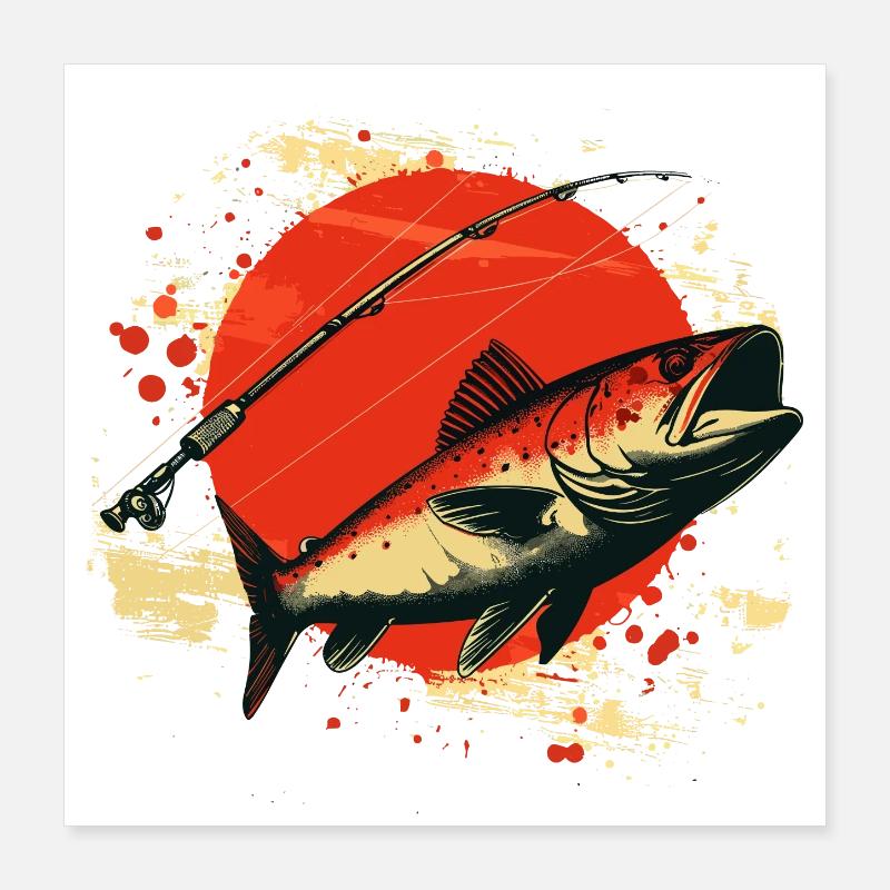 Fischen Grafik Poster 40x40 cm