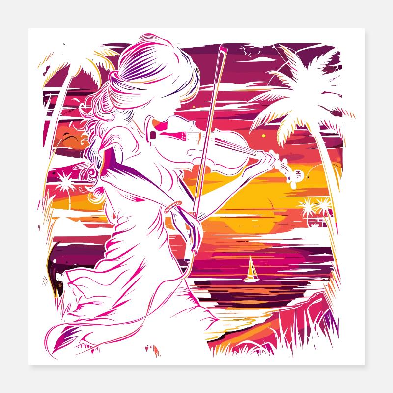 Violoniste Synthwave Poster 40 x 40 cm