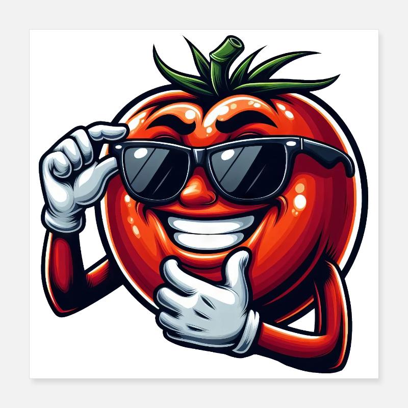 Coole Tomate mit Sonnenbrille Sommer Eitelkeit Poster 40x40 cm