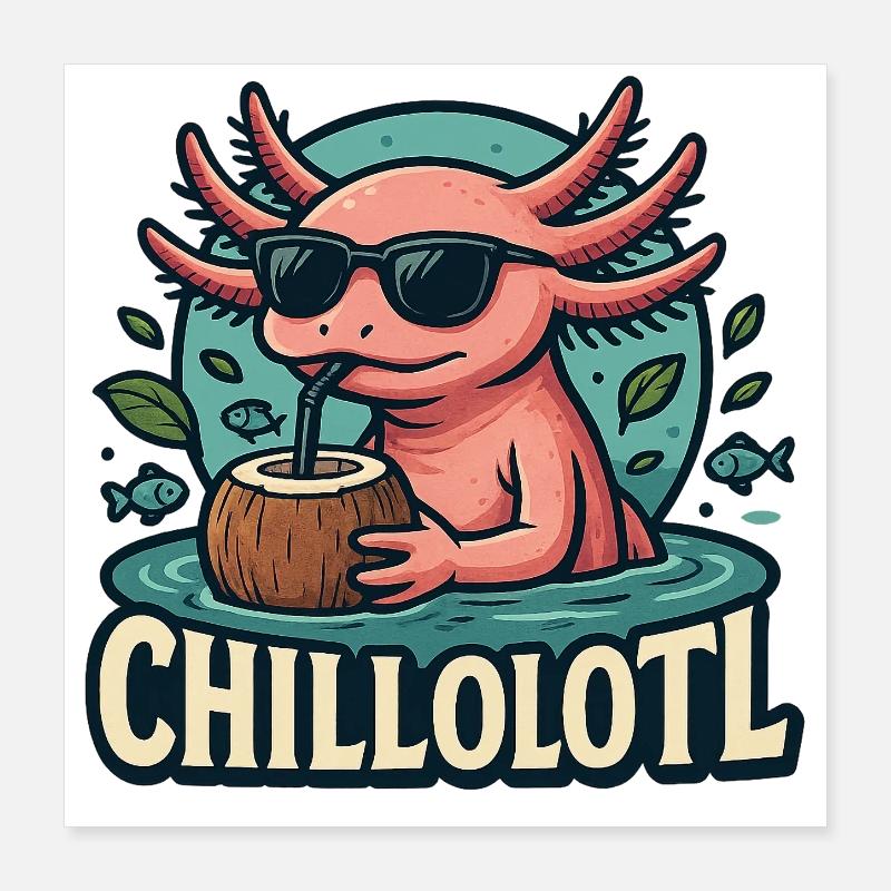 Chillolotl – Einfach mal abtauchen Poster 40x40 cm