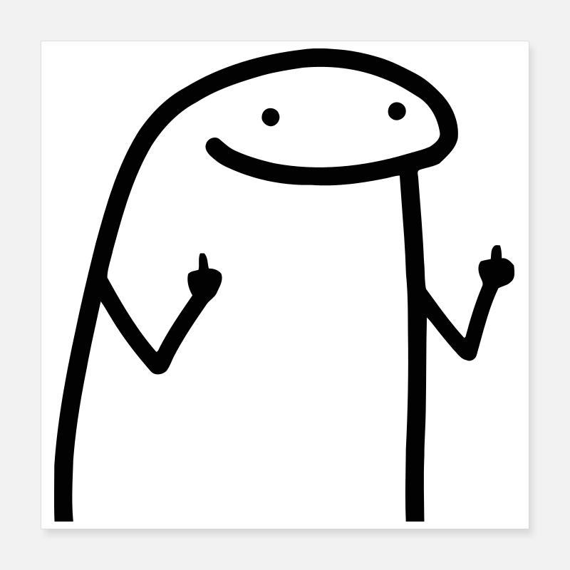 Flork der Kühe Mittelfinger Meme Poster 40x40 cm