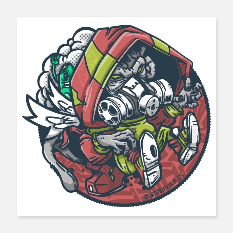 Red-Helmeted Astronaut Zombie Poster 16" x 16" (40x40 cm)