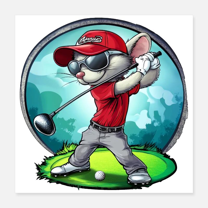 Mice Golfer / Golf Mouse Poster 16" x 16" (40x40 cm)