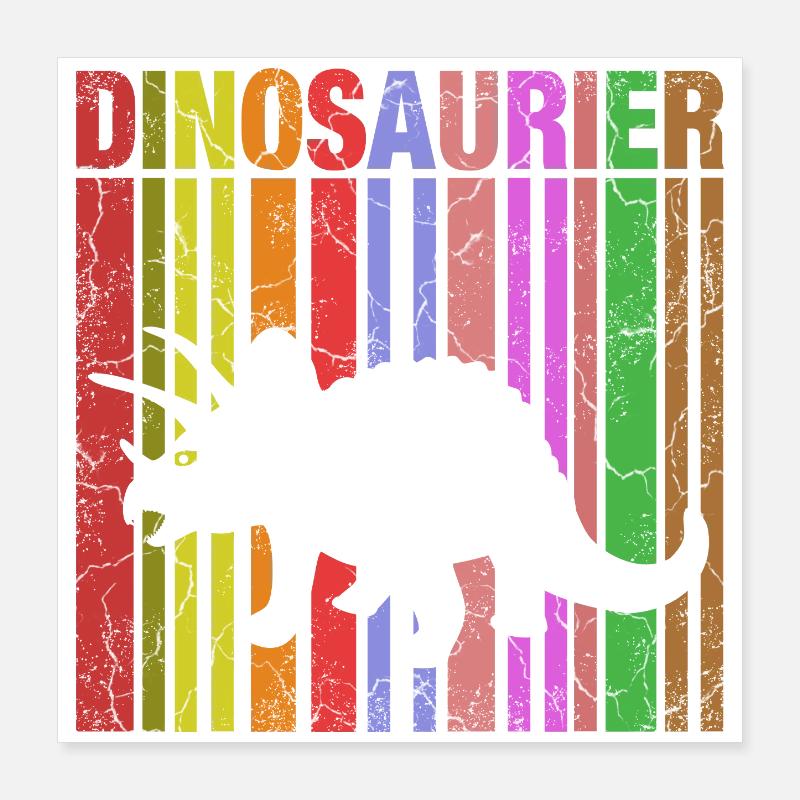 Dinosaurier Silhouette mit Farbdetails Poster 40x40 cm